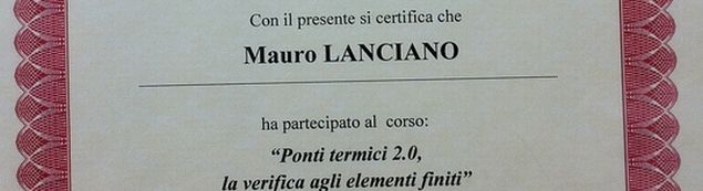 Attestato partecipazione Ponti Termici 2.0