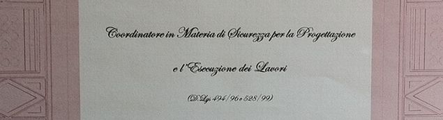 Attestato coordinatore sicurezza cantieri